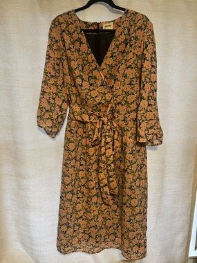 Joanie Wrap Tea Dress spring pink floral cute XL 16 pretty wedding guest plus